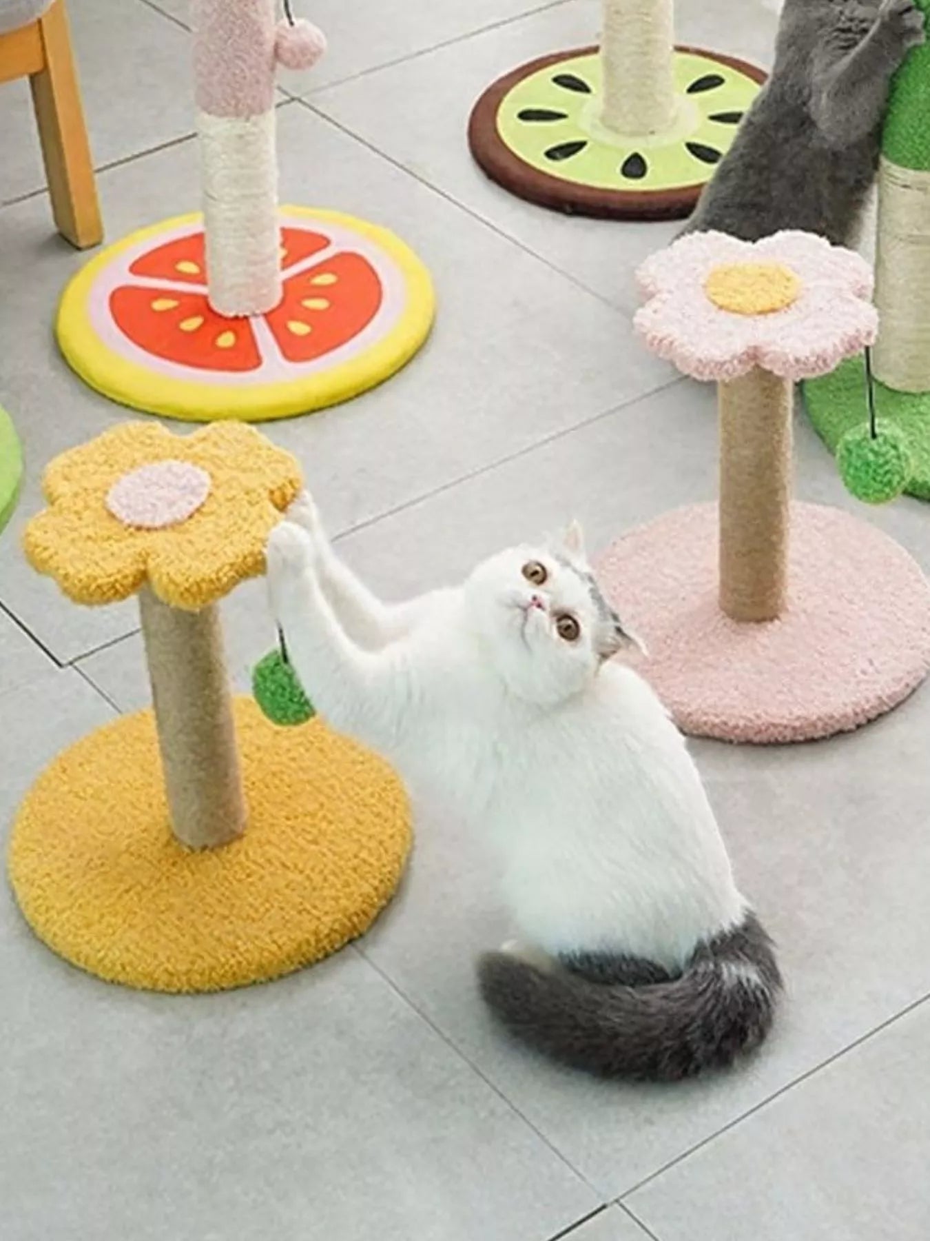 Flower-Shaped Plastic Cat Scratching Post with Plush Base – Novelty Scratcher for Cats – view 5