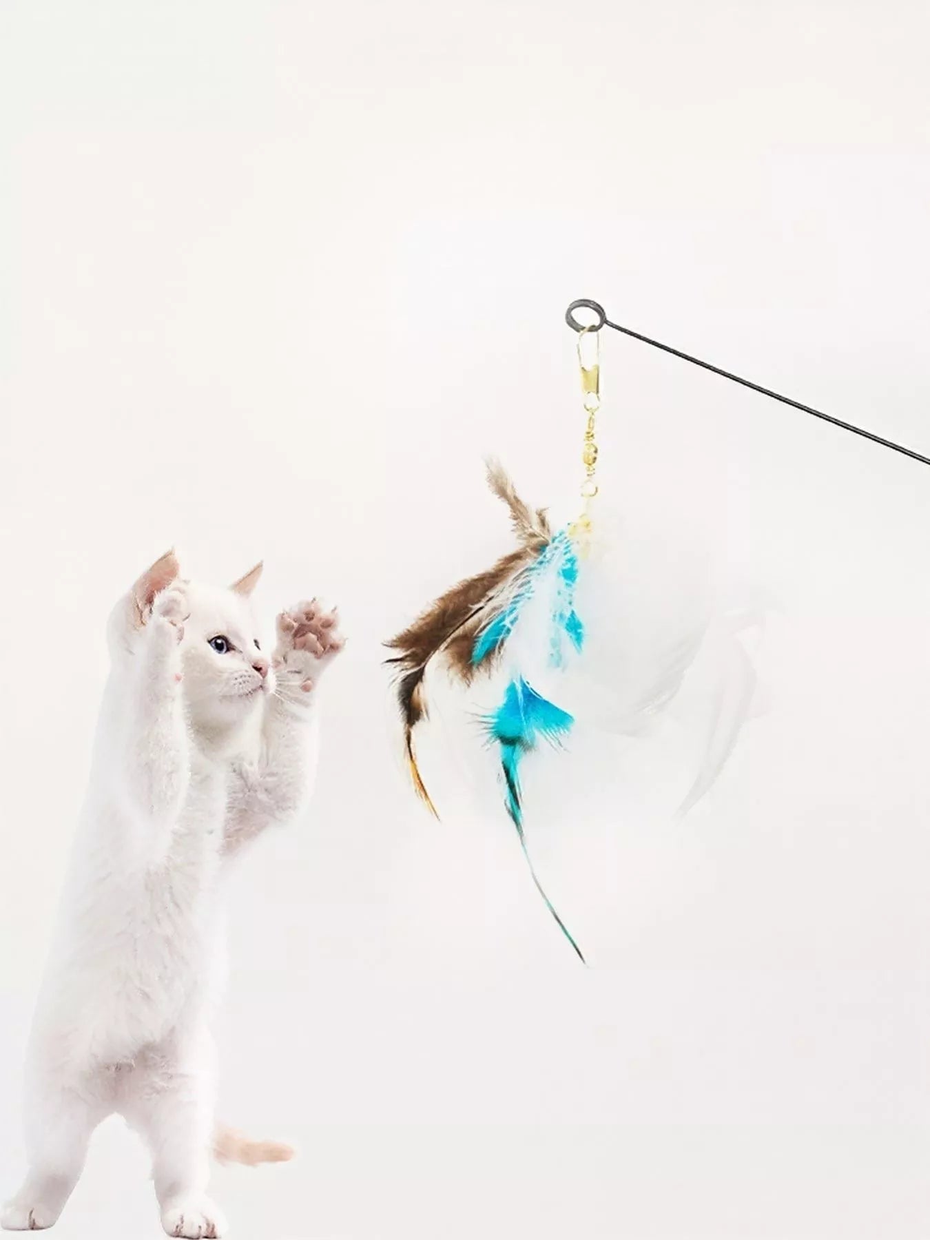 Interactive Feather Teaser Cat Wand Toy with Bell – view 3