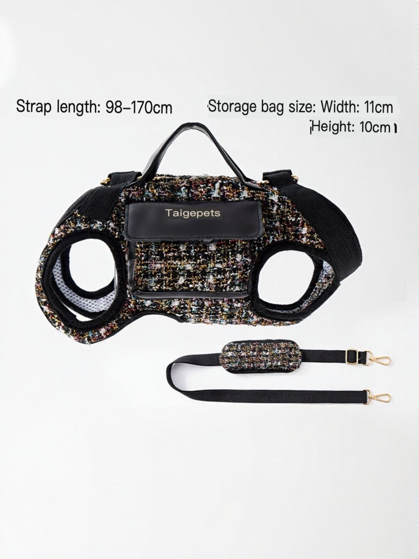 Tweed Pet Harness with Leash Set – Adjustable Polyester Dog & Cat Harness – view 6