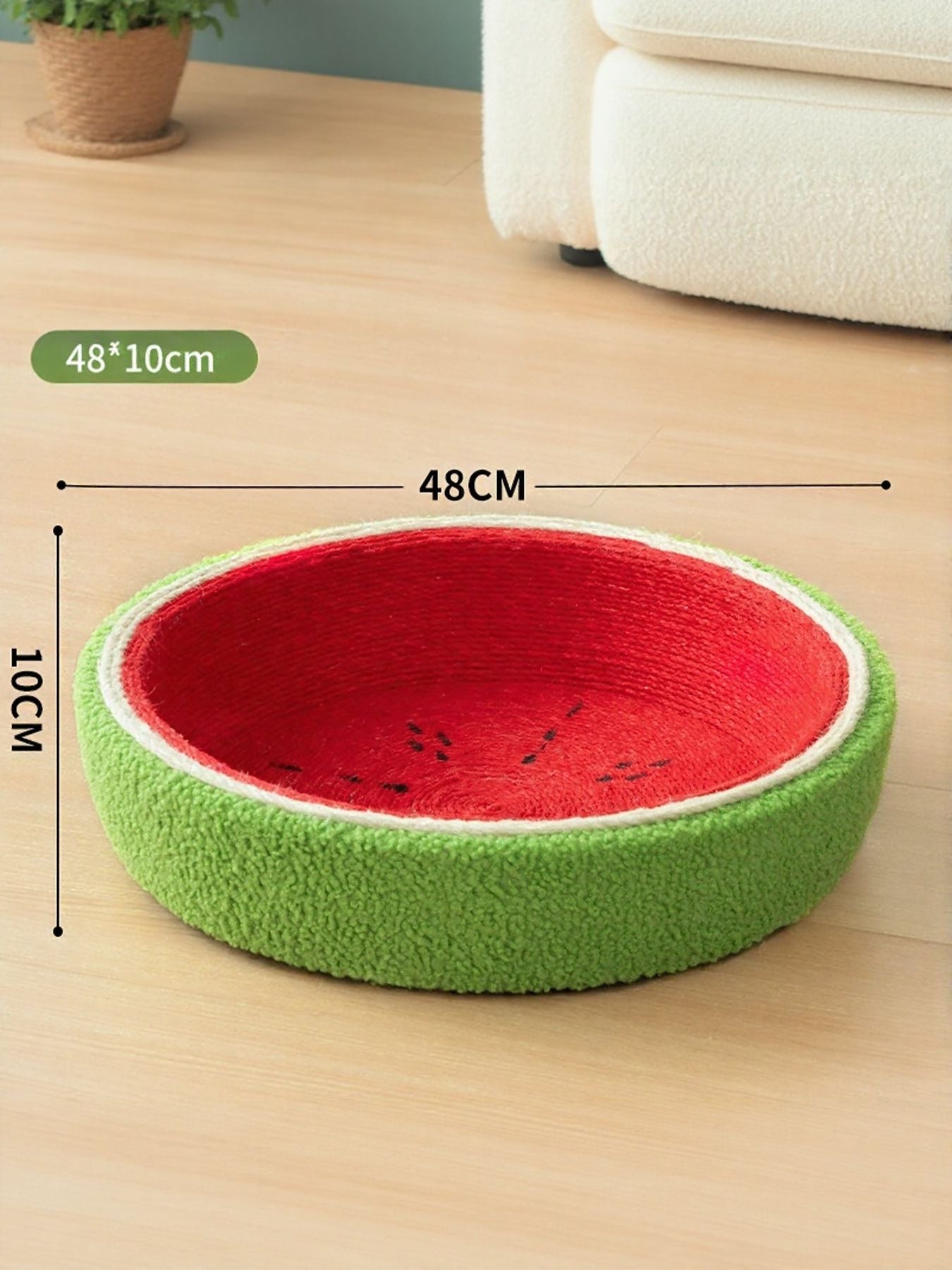 Watermelon Shaped Sisal Cat Scratching Post Nest – Scratch & Sleep Combo for Cats – view 13