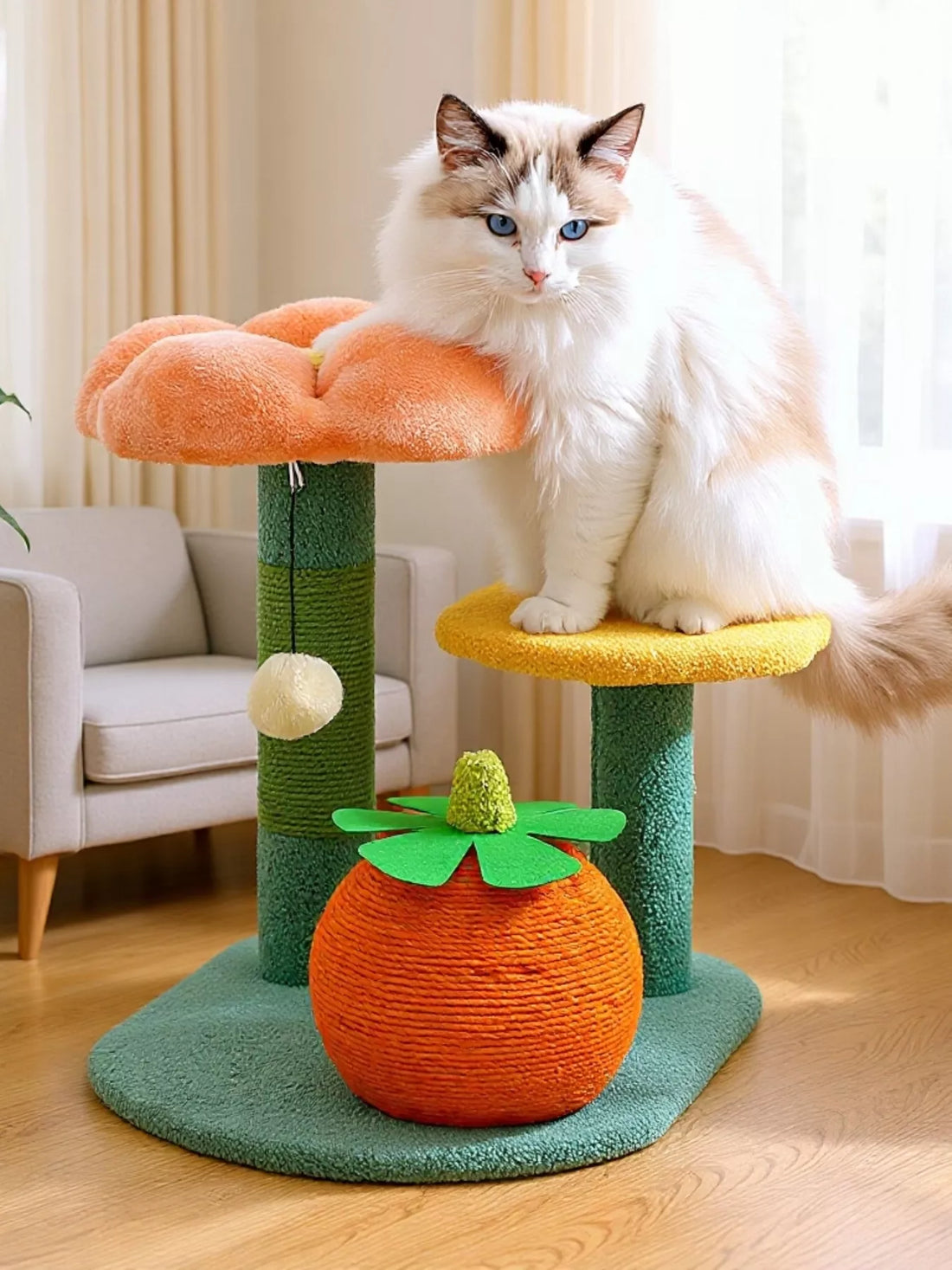 Soft plush sisal cat scratching post for cats