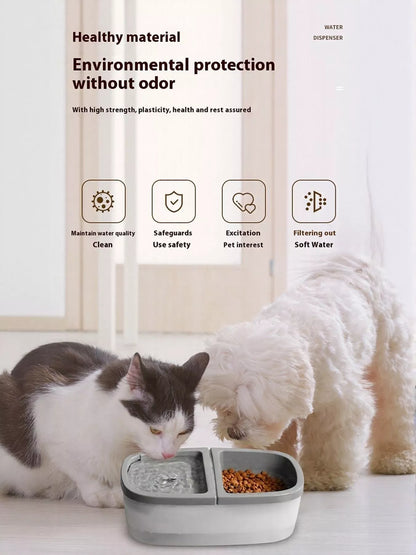 Two-in-one electric pet water dispenser and food bowl for dogs and cats
