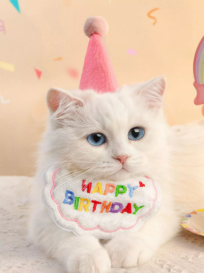 Seven-piece pet birthday party set with hats and scarves for dogs and cats