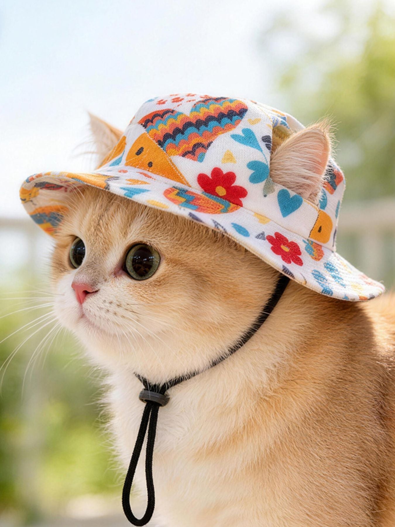 Adjustable Chin Strap Pet Bucket Hat – Secure Polyester Sun Hat for Dogs & Cats – view 3