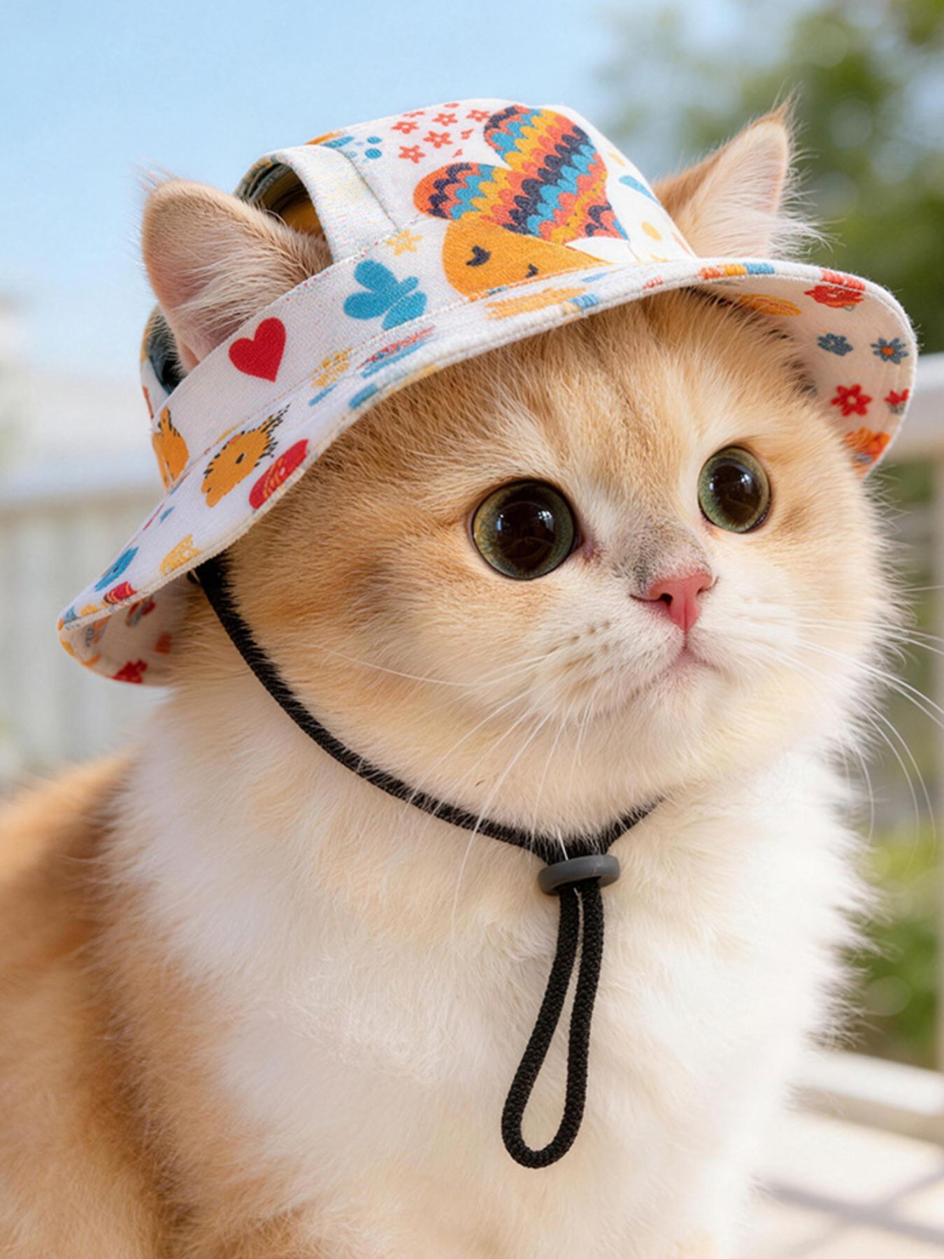 Adjustable Chin Strap Pet Bucket Hat – Secure Polyester Sun Hat for Dogs & Cats – view 4
