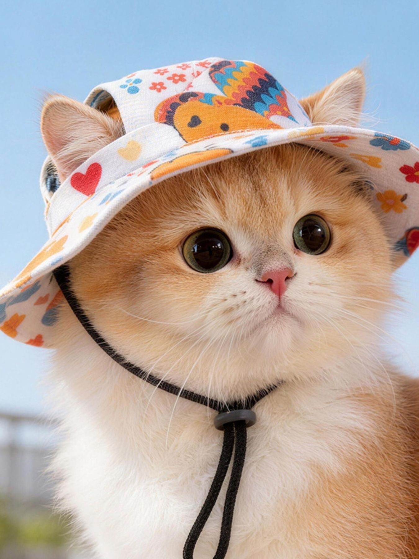 Adjustable Chin Strap Pet Bucket Hat – Secure Polyester Sun Hat for Dogs & Cats – view 5