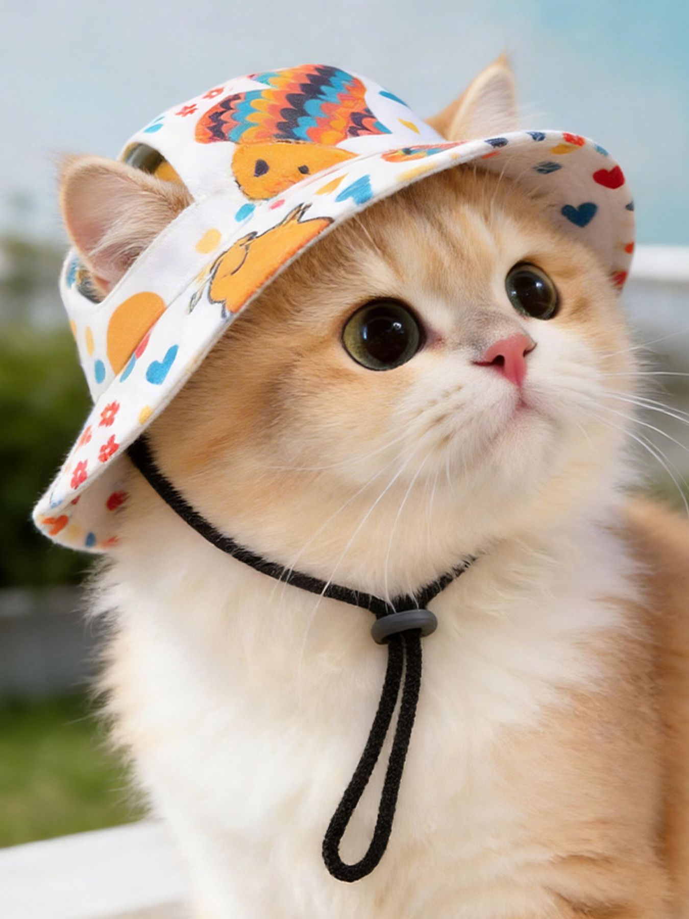 Adjustable Chin Strap Pet Bucket Hat – Secure Polyester Sun Hat for Dogs & Cats – view 6