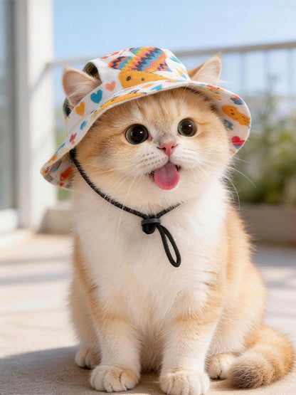 Adjustable Chin Strap Pet Bucket Hat – Secure Polyester Sun Hat for Dogs & Cats – view 7