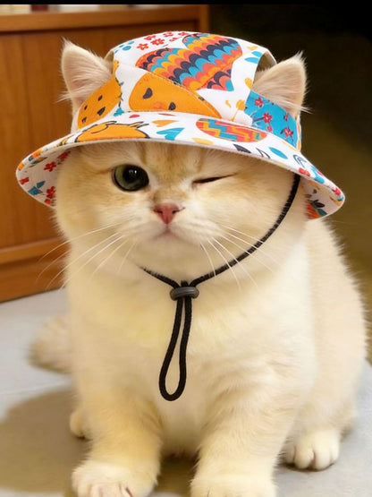 Adjustable Chin Strap Pet Bucket Hat – Secure Polyester Sun Hat for Dogs & Cats – view 8
