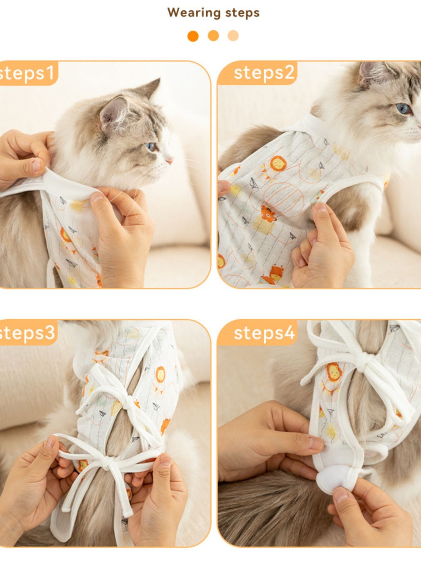 Adjustable Lace-Up Cotton Pet Recovery Suit – Post-Surgery Bodysuit for Dogs & Cats – view 7