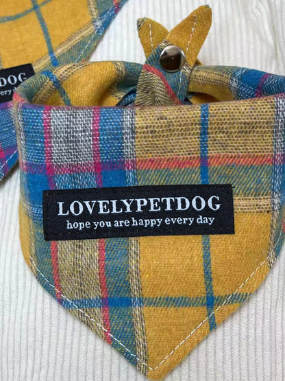 Adjustable Plaid Pet Bandana Scarf – Classic Polyester Neck Scarf for Dogs & Cats – view 3