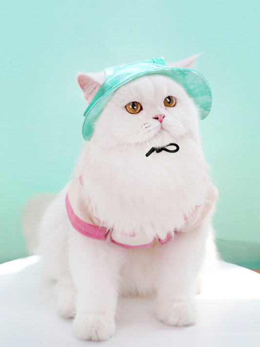 Adjustable polyester pet sun visor hat with UV protection for dogs and cats