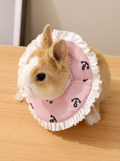 Adjustable soft polyester pet recovery collar, post-surgery ruffle collar for dogs and cats