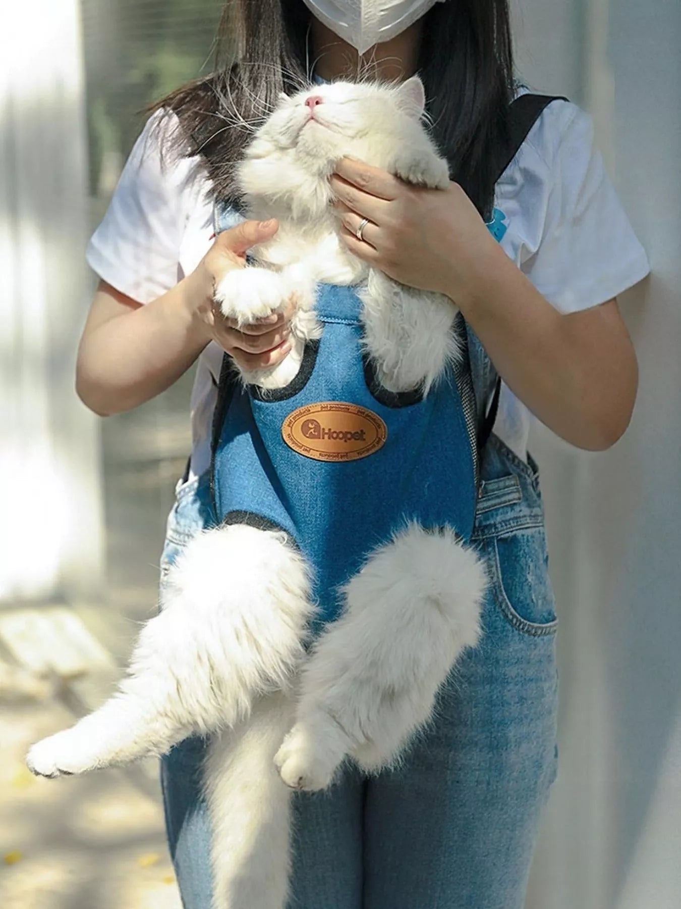 Adjustable strap hands-free small pet carrier backpack for cats and dogs