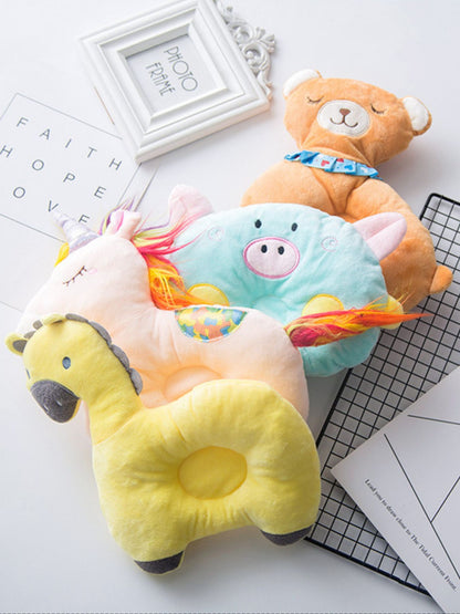 Animal-shaped plush pillow pet toy with head protection for dogs and cats