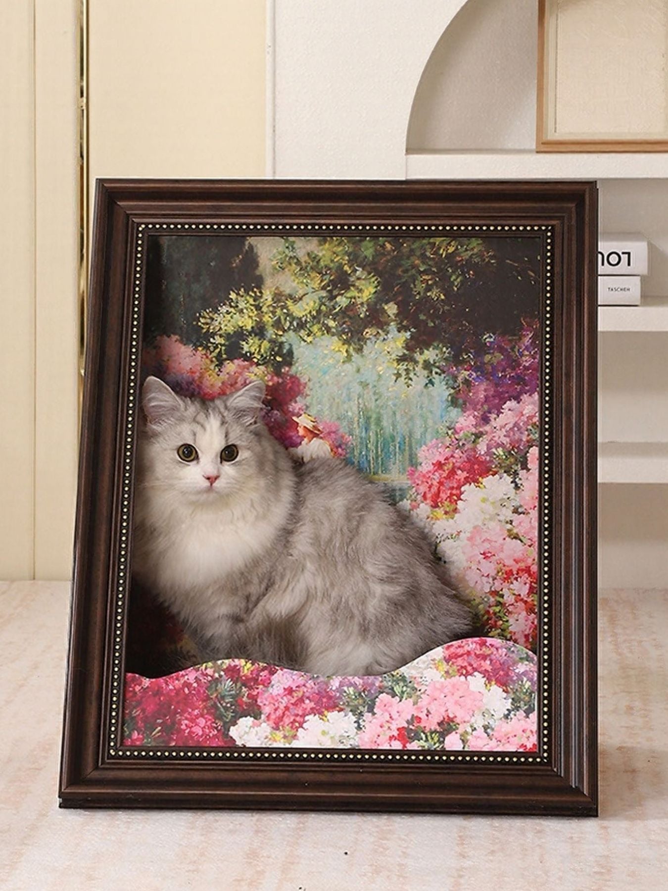 Artistic framed corrugated paper cat house hideaway for cats