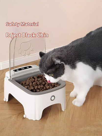 Automatic electric pet feeder with elevated bowl for dogs and cats