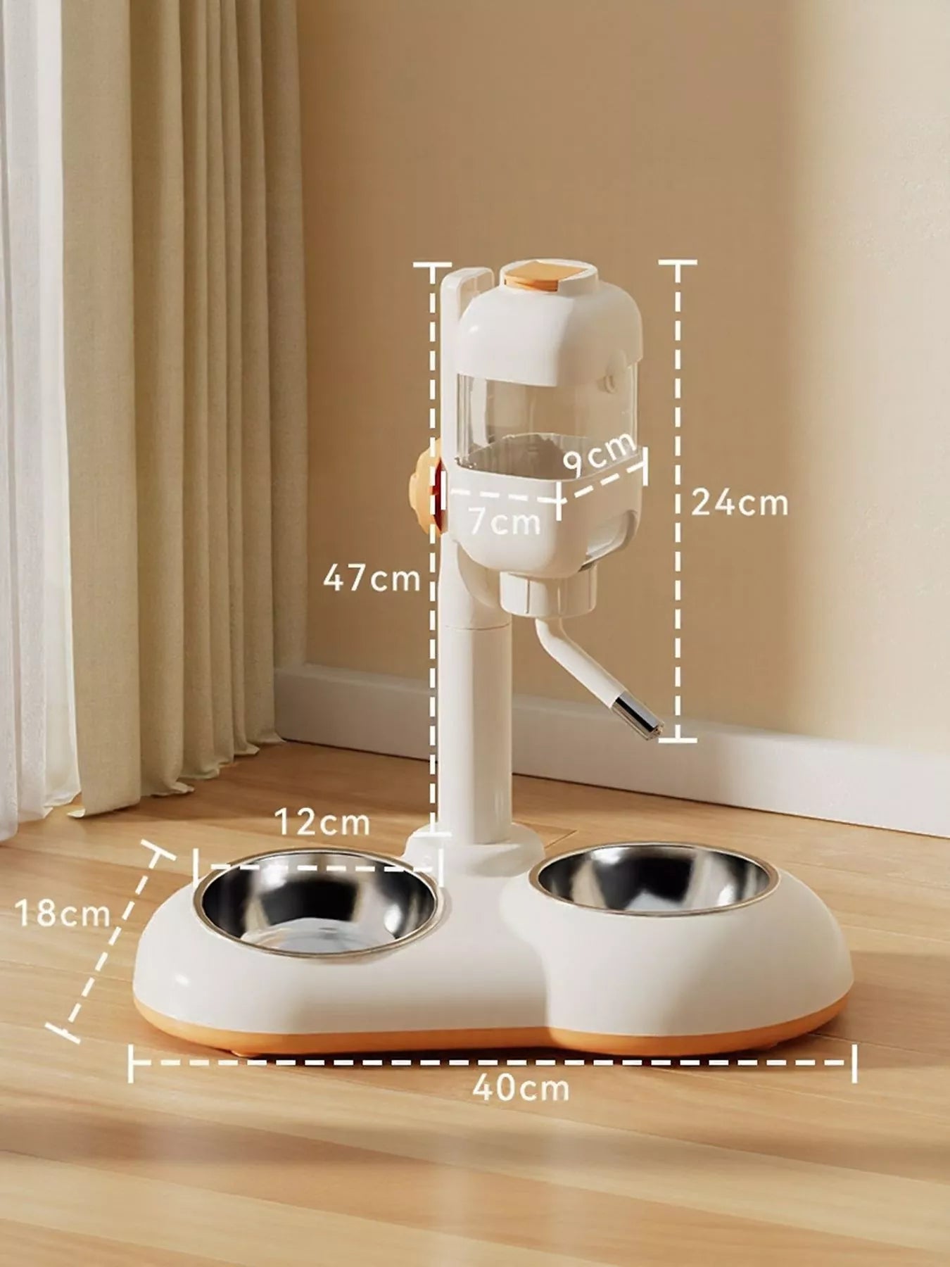 Automatic Gravity-Fed Plastic Pet Food & Water Dispenser Bowl – Self-Refilling Station – view 2