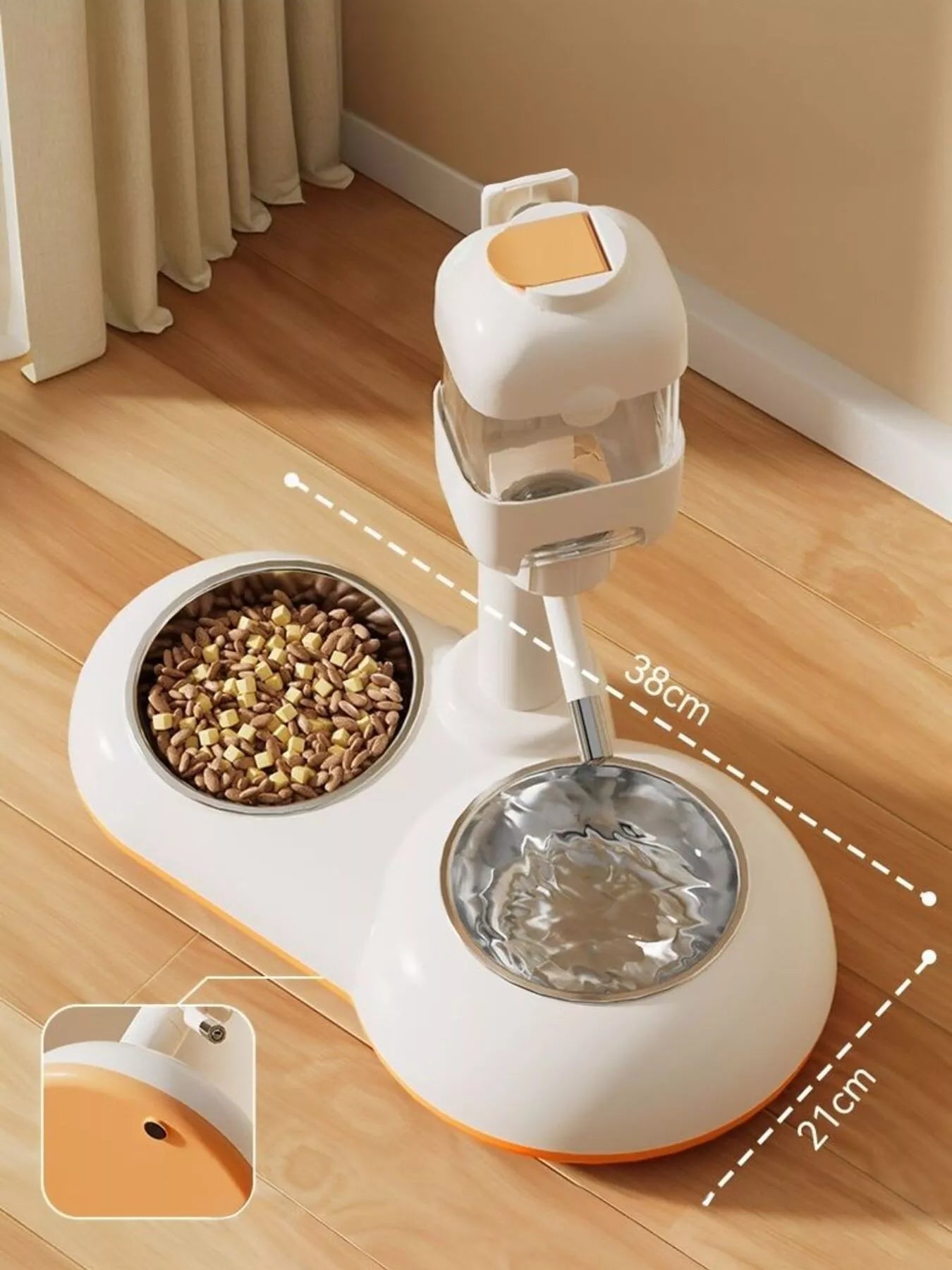 Automatic Gravity-Fed Plastic Pet Food & Water Dispenser Bowl – Self-Refilling Station – view 3