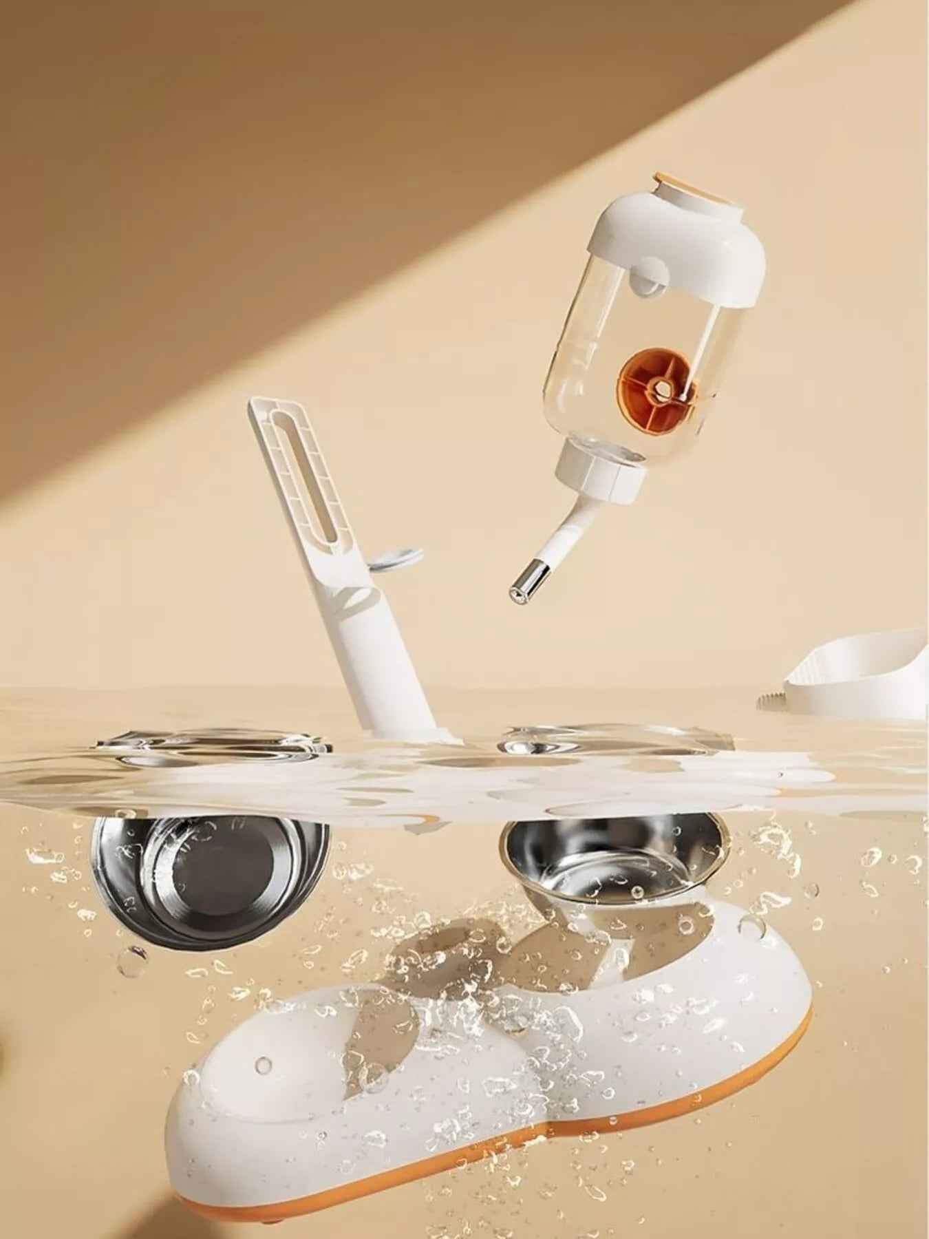 Automatic Gravity-Fed Plastic Pet Food & Water Dispenser Bowl – Self-Refilling Station – view 4