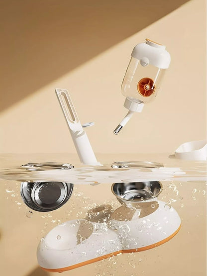 Automatic Gravity-Fed Plastic Pet Food & Water Dispenser Bowl – Self-Refilling Station – view 4
