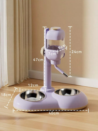 Automatic Gravity-Fed Plastic Pet Food & Water Dispenser Bowl – Self-Refilling Station – view 8