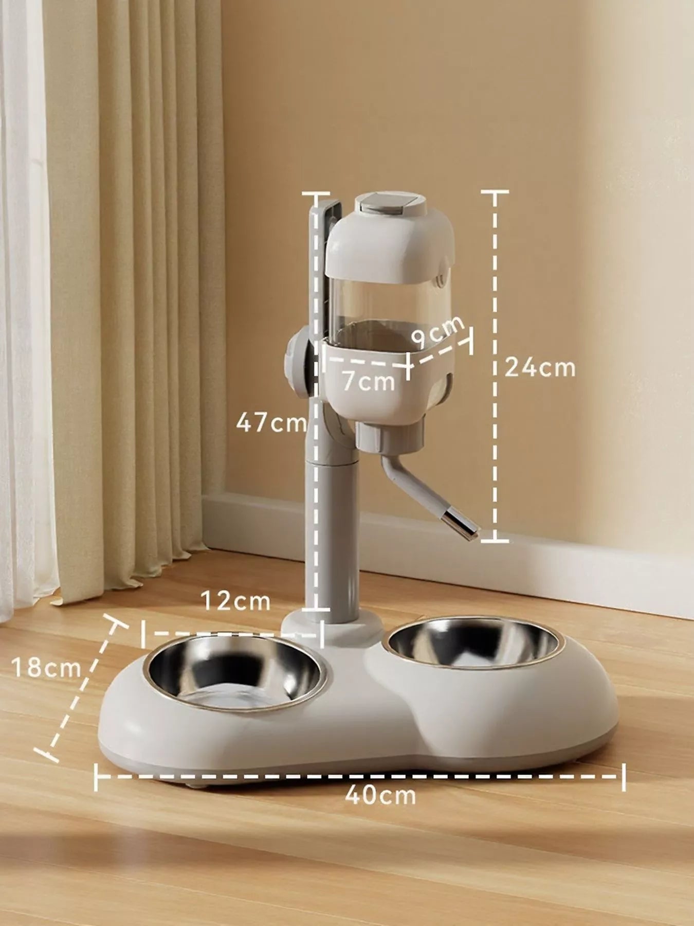 Automatic Gravity-Fed Plastic Pet Food & Water Dispenser Bowl – Self-Refilling Station – view 9