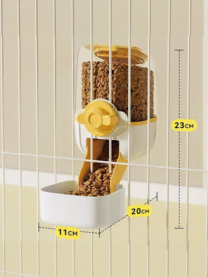 Automatic plastic pet feeder and waterer, self-dispensing food and water station for dogs and cats