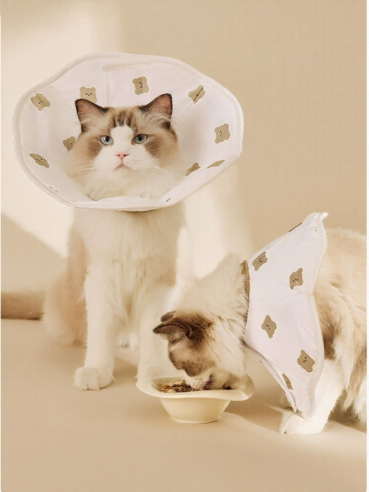 Bear pattern soft protective pet recovery collar, cone alternative for dogs and cats
