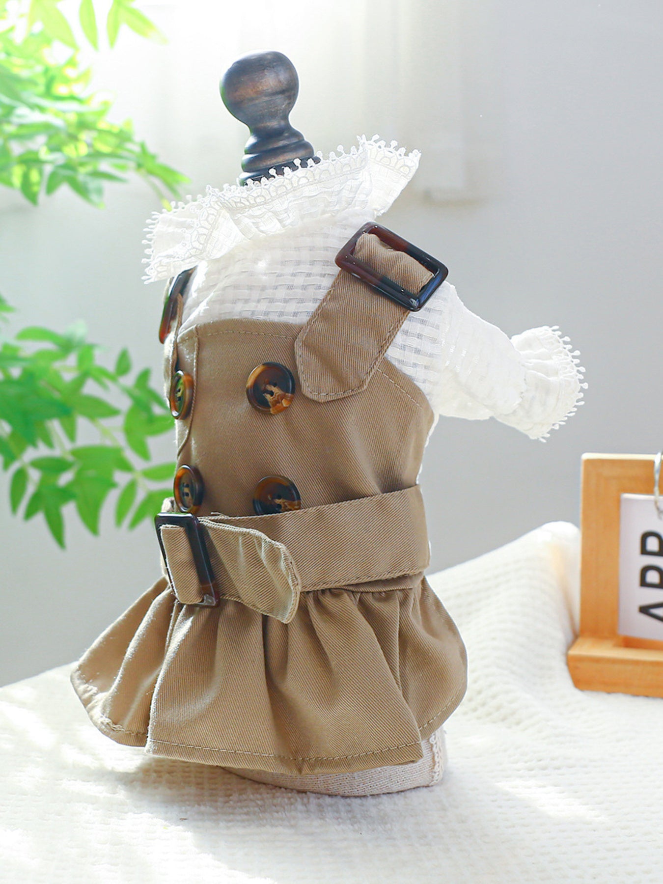 Belted Buckle Pet Trench Coat – Polyester Dog & Cat Coat, XS–XL – view 3