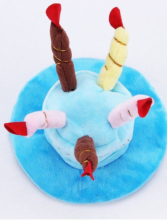 Birthday cake candle pet party hat, polyester novelty headwear for dogs and cats