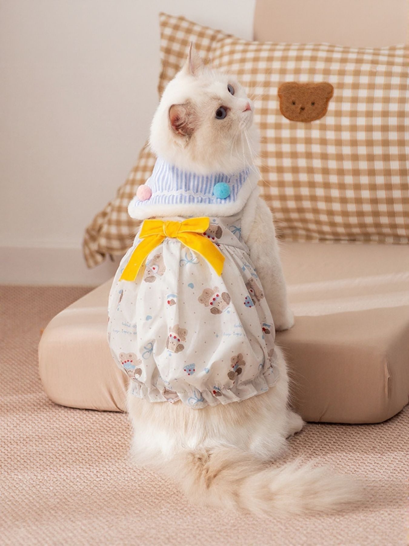 Bow Button-Down Pet Dress – Cute Everyday Dress for Dogs & Cats – view 3