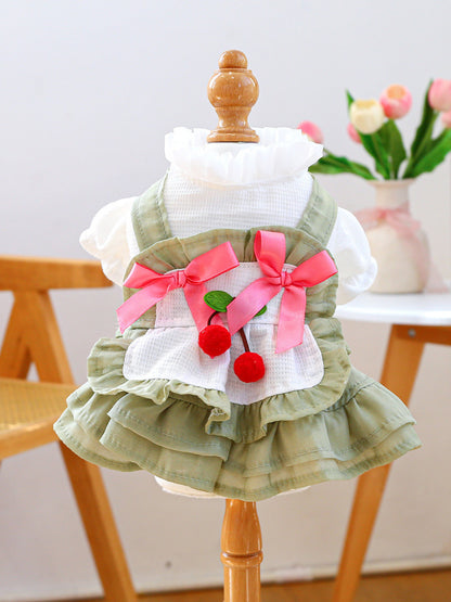 Bow Print Lace Ruffle Pet Dress – Polyester Party Dress for Dogs & Cats – view 10