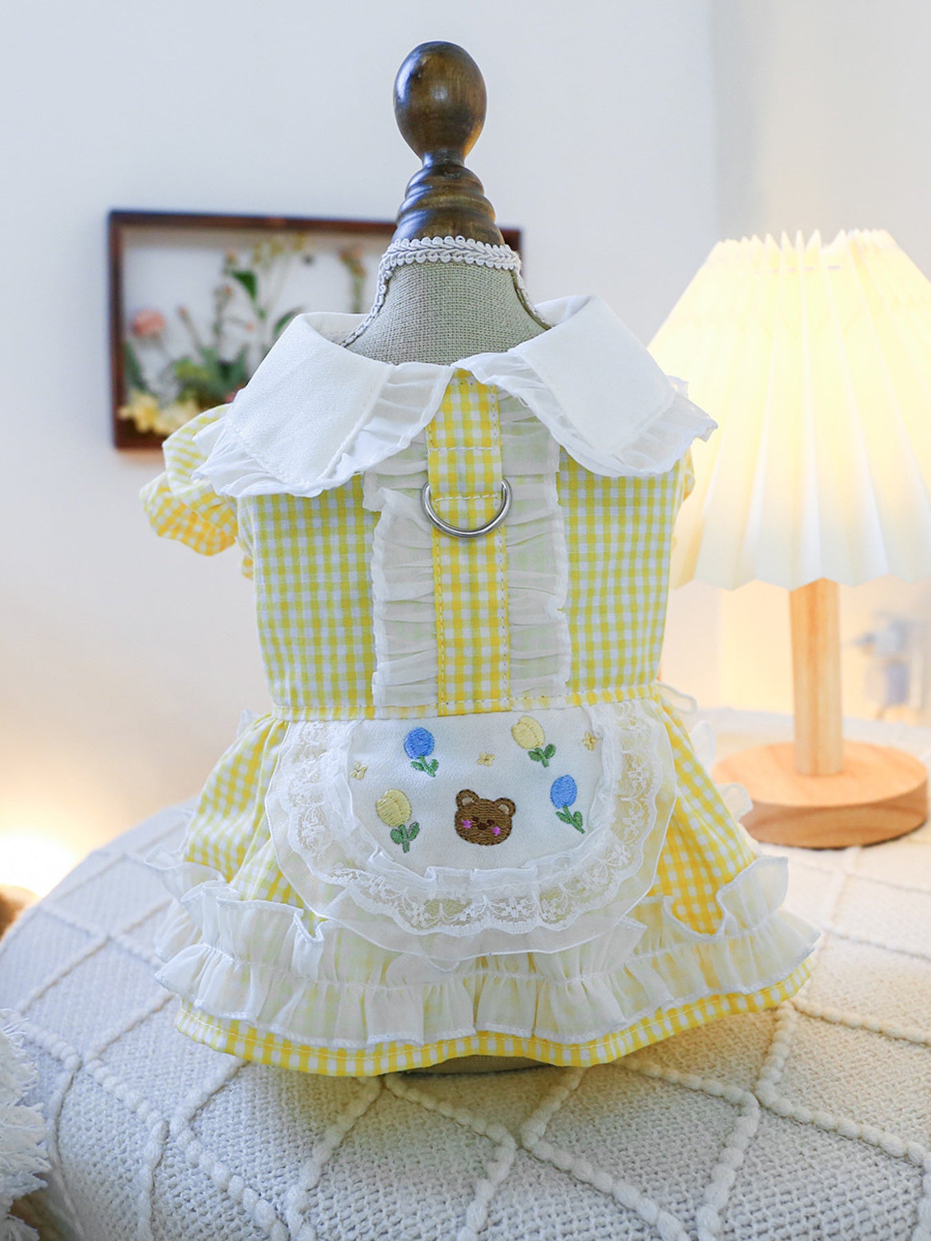 Bow Print Lace Ruffle Pet Dress – Polyester Party Dress for Dogs & Cats – view 12