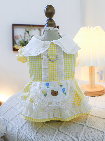 Bow Print Lace Ruffle Pet Dress – Polyester Party Dress for Dogs & Cats – view 12