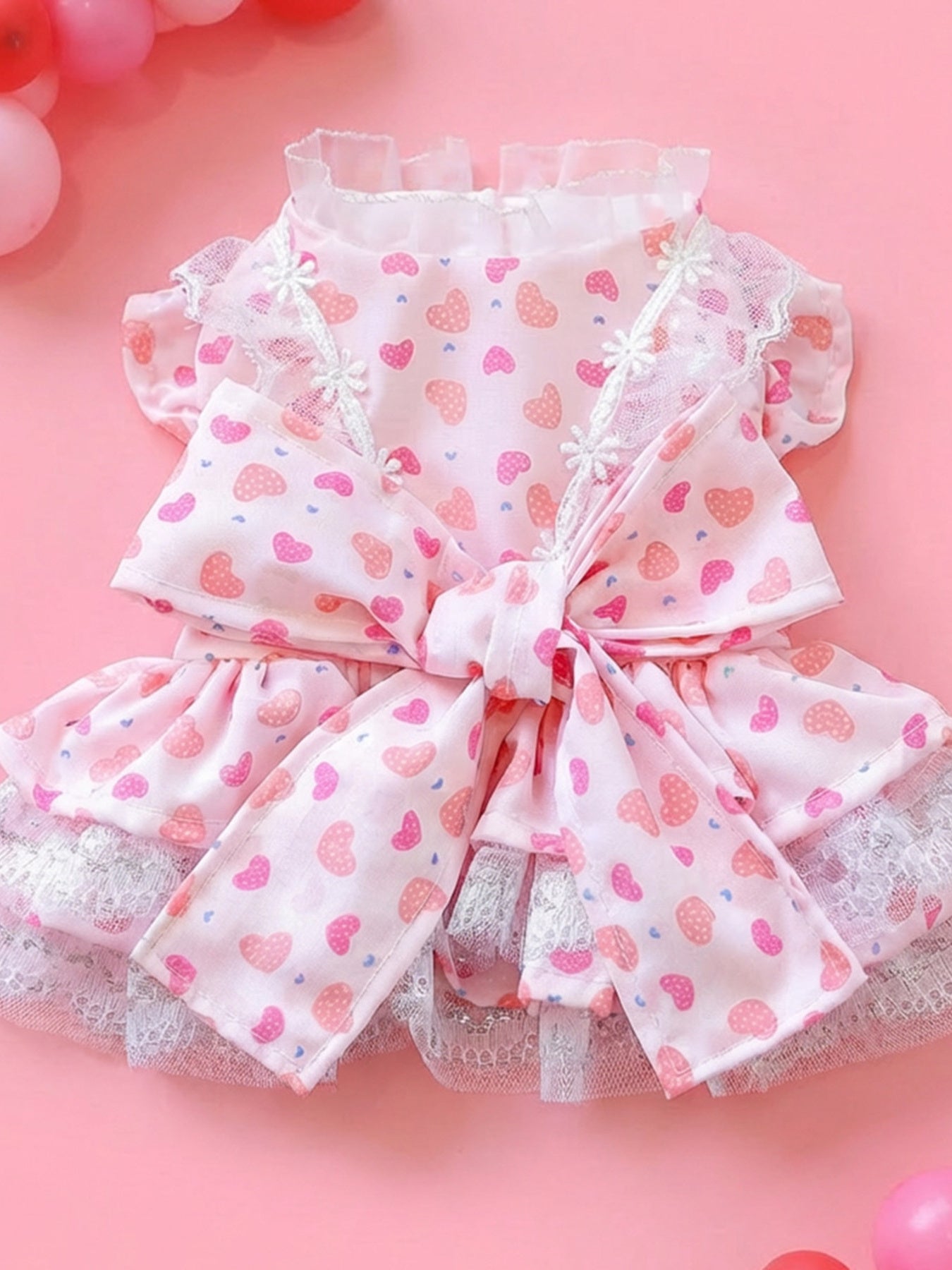 Bow Print Lace Ruffle Pet Dress – Polyester Party Dress for Dogs & Cats – view 5
