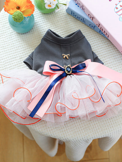 Bow Tutu Pet Dress – Layered Tulle Dress for Dogs & Cats – view 6