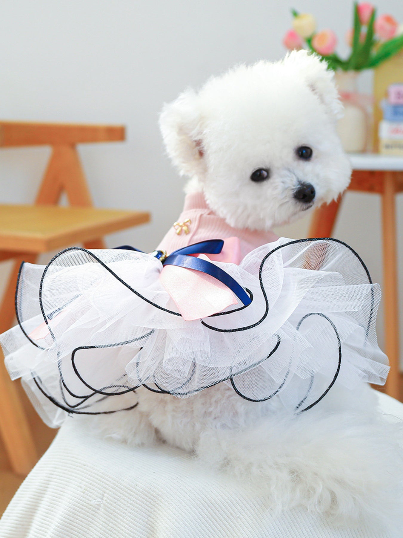 Bow Tutu Pet Dress – Layered Tulle Dress for Dogs & Cats – view 9