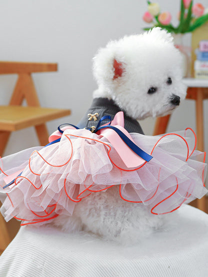 Bow tutu pet dress, layered tulle dress for dogs and cats