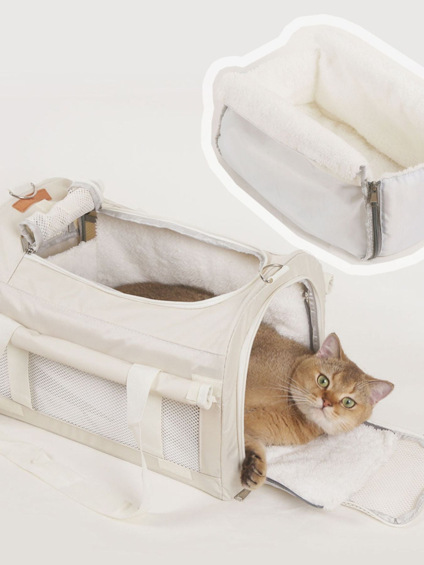 Breathable polyester pet carrier bag with shoulder strap for dogs and cats