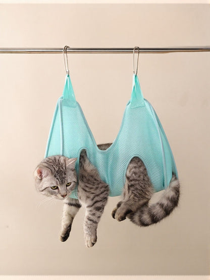 Breathable polyester pet grooming hammock for showering for dogs and cats