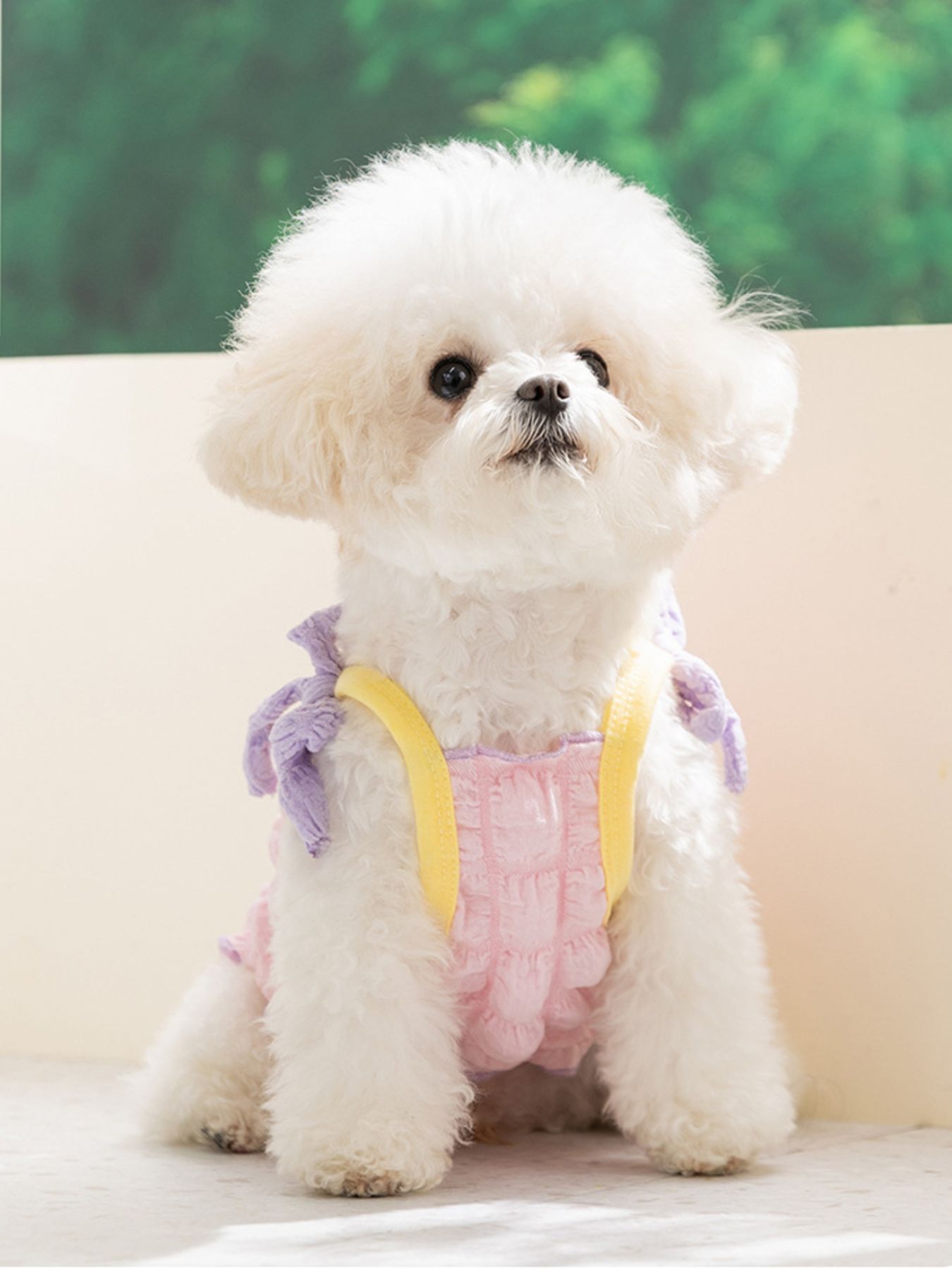 Bubble Texture Bow Tie-Shoulder Pet Top – Structured Polyester Shirt for Dogs & Cats – view 2