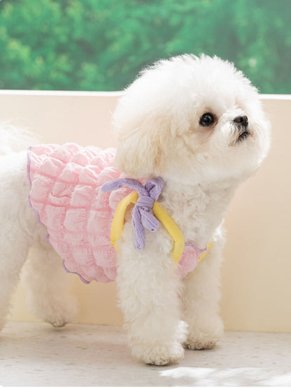Bubble Texture Bow Tie-Shoulder Pet Top – Structured Polyester Shirt for Dogs & Cats – view 3