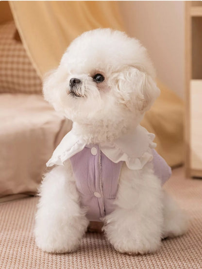 Button-Down Pet Jumpsuit with Ruffle Collar – Embroidered One-Piece Outfit for Dogs & Cats – view 11