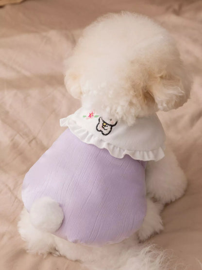 Button-Down Pet Jumpsuit with Ruffle Collar – Embroidered One-Piece Outfit for Dogs & Cats – view 12