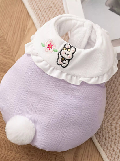 Button-Down Pet Jumpsuit with Ruffle Collar – Embroidered One-Piece Outfit for Dogs & Cats – view 14