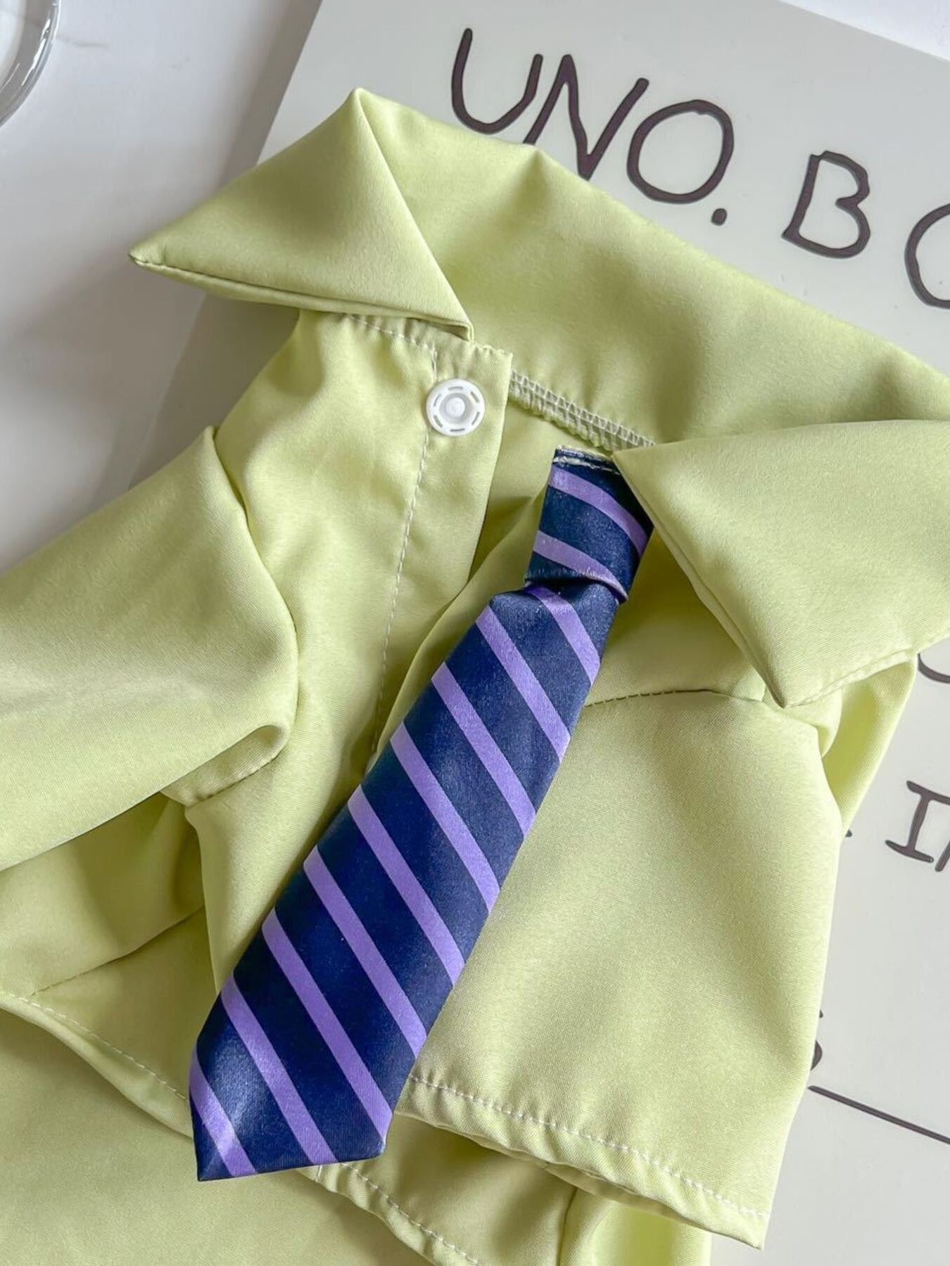 Button-Up Pet Shirt with Striped Tie – Dapper Formal Shirt for Dogs & Cats – view 6