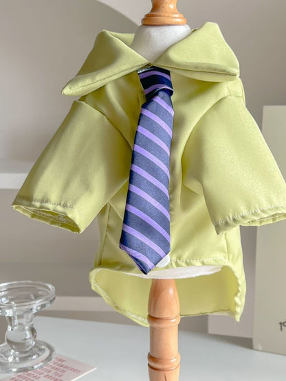 Button-Up Pet Shirt with Striped Tie – Dapper Formal Shirt for Dogs & Cats – view 7