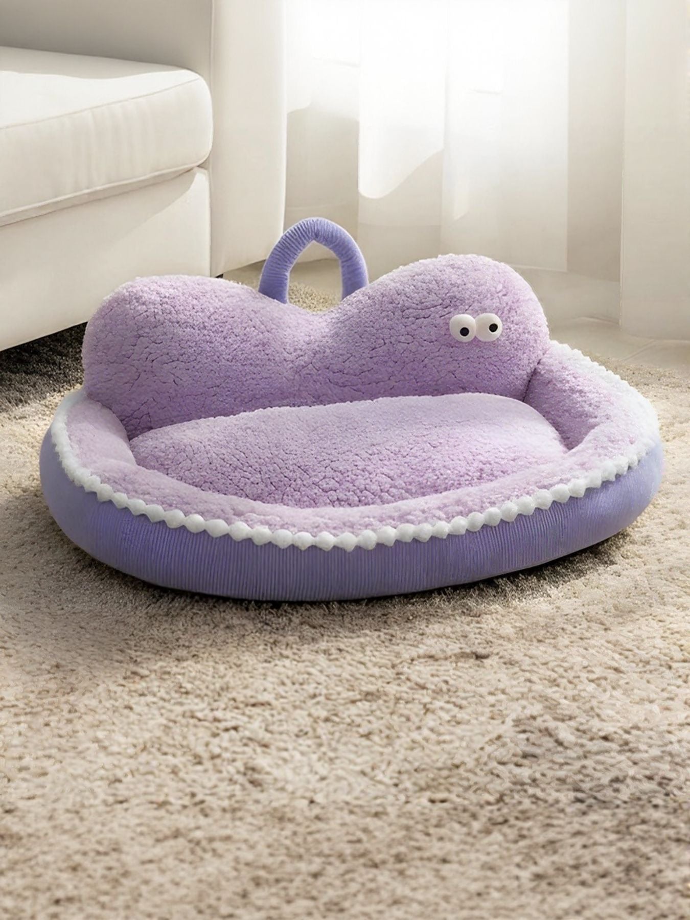 Cartoon Design Foldable Cozy Pet Nest – PP Cotton Semi-Enclosed Bed for Dogs & Cats – view 11