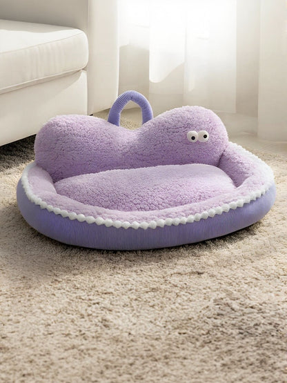 Cartoon Design Foldable Cozy Pet Nest – PP Cotton Semi-Enclosed Bed for Dogs & Cats – view 11